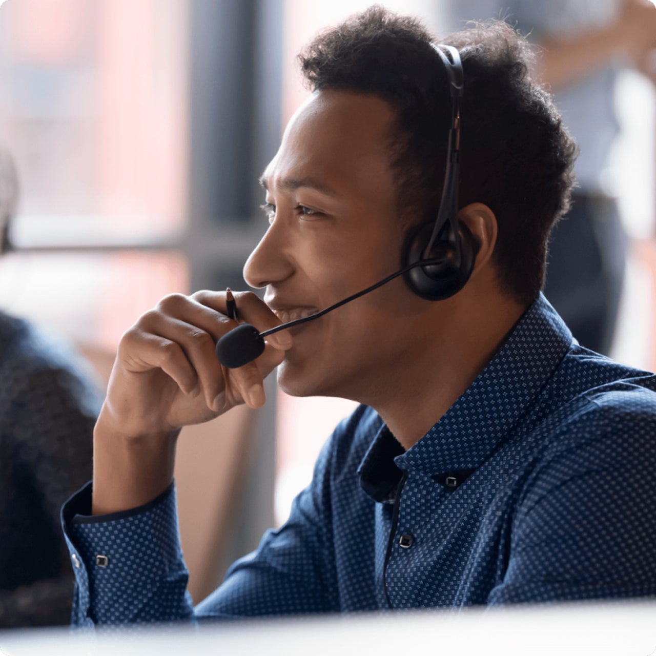 Contact center employee at work