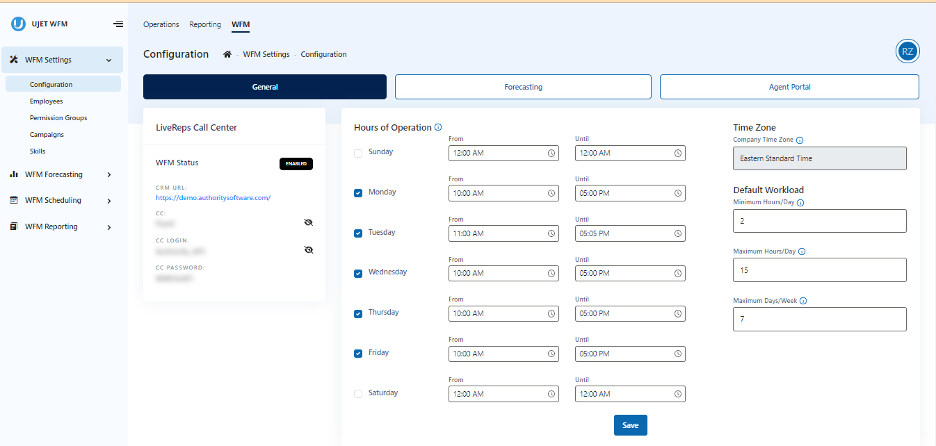 scheduling in UJET WFM